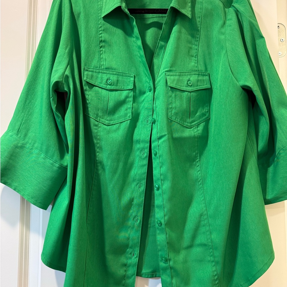 Vibrant Green Button-Up Shirt